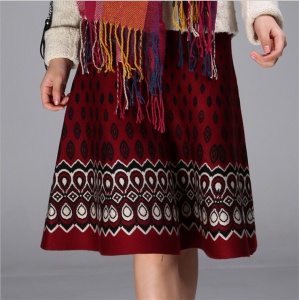 D1301 Wholesale High-End Winter Autumn Anti-Pilling Elastic Lady A-Line Skirt Wool Blend Knitted Thi